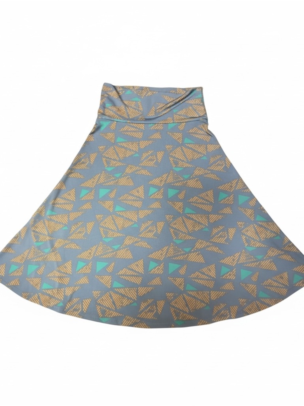 LuLaRoe Circle Skirt in Lavender with Teal & Gold Triangle Print size XS